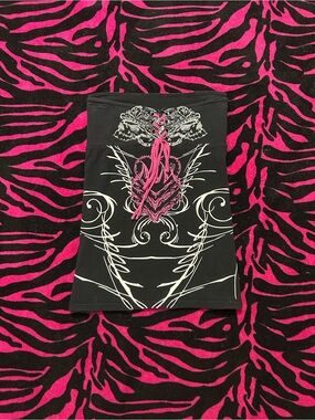 Y2k Vintage Grunge Goth rare Metal Mulisha Tube Top Lace Up Heart